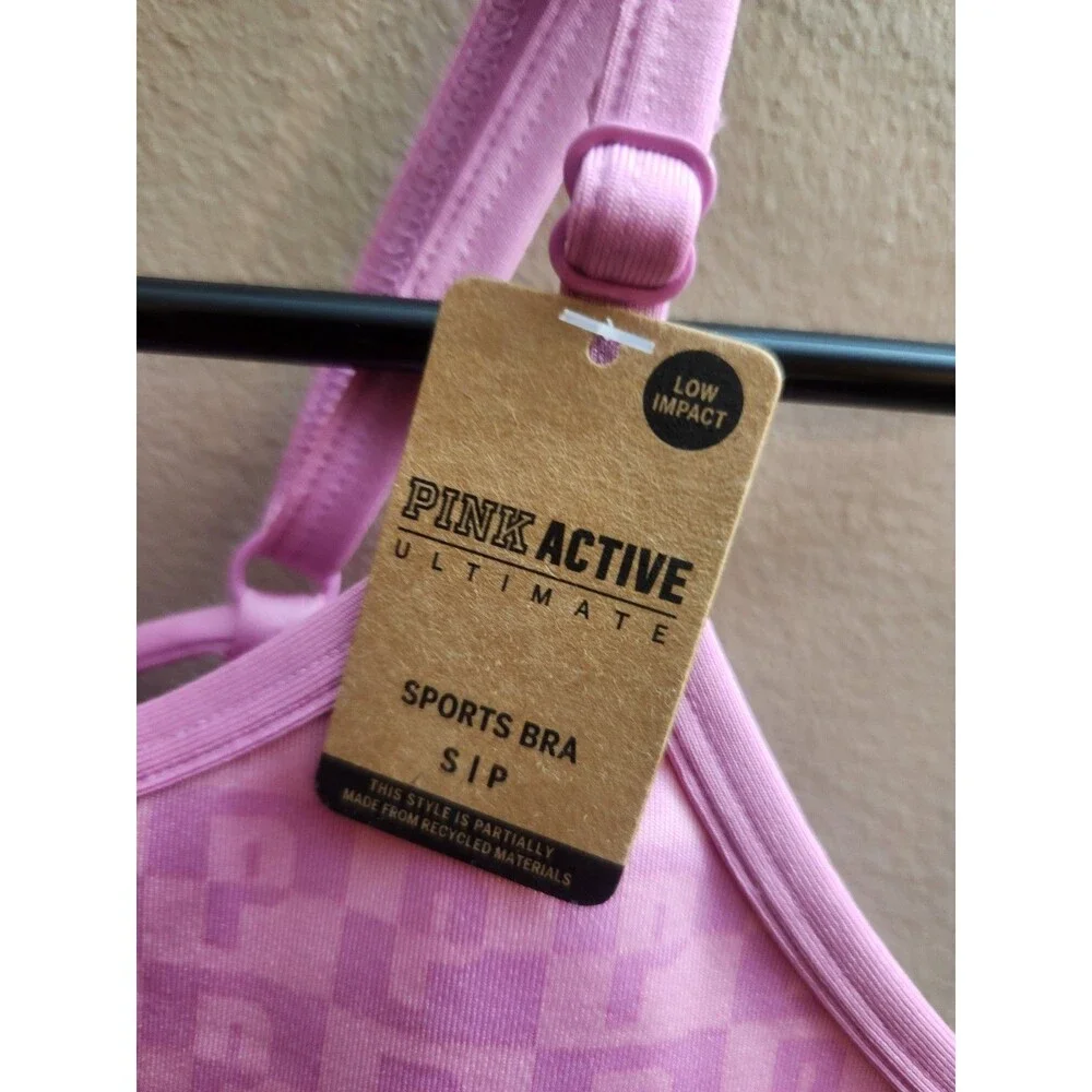 PINK Victoria's Secret Coral Pink Ultimate Light Lined Crop Sport Bra Size S NWT